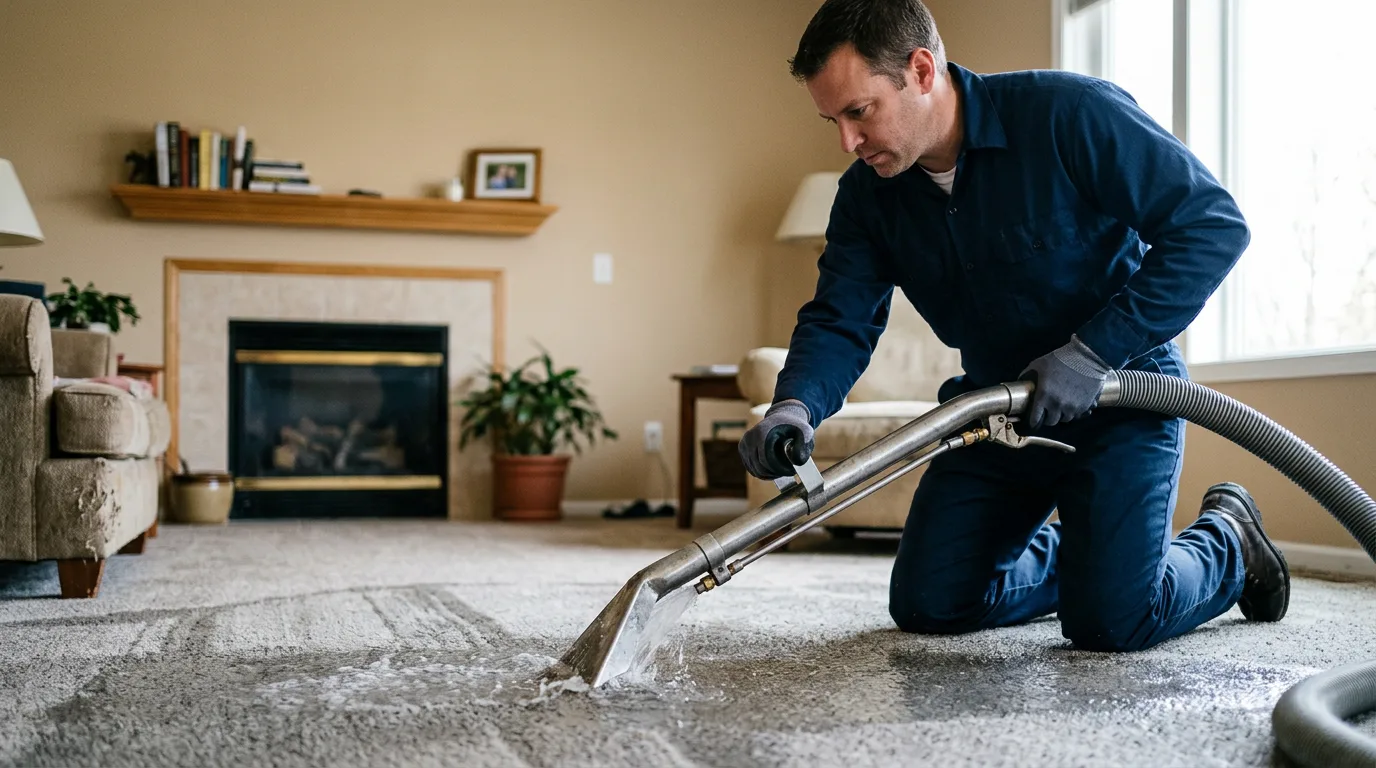 Water damage restoration technician working near Newbury, VT
